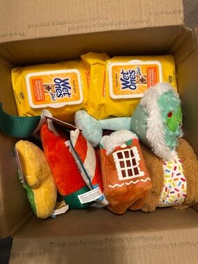 Assorted Plush Dog Toy Bundle - Green, Brown, Orange